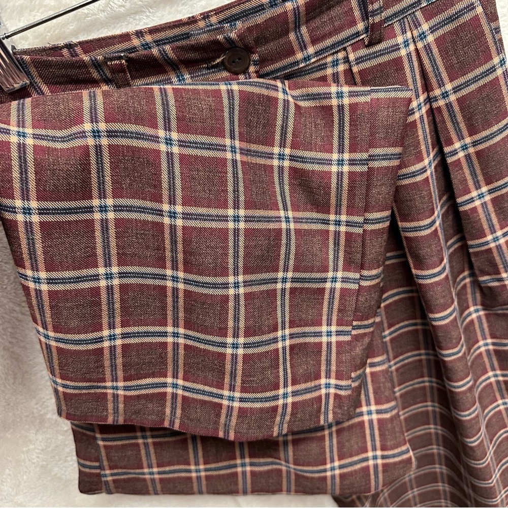 Nasty Gal wide leg trouser red plaid pleated high rise women’s 0 punk grunge - Picture 4 of 9